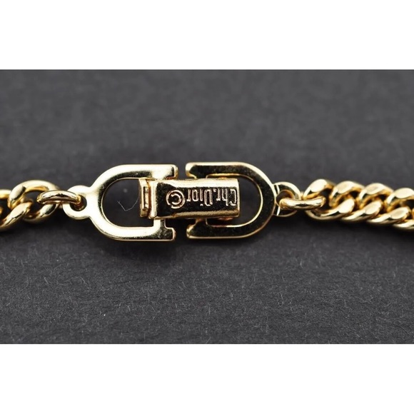 Christian Dior Light Stone CD Logo Bracelet Gold Plate GUC Authentic - Picture 4 of 7